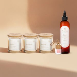 Set of 3 candles (health-love-well-being) + 1 Emotional Capsule + 1 Refill